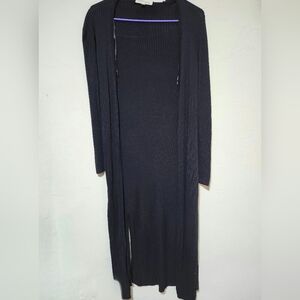 Philosophy Black Long Ribbed Cardigan